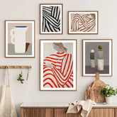 Nordic Poster Coffee Think Girl Abstract Line Solid Geometry Ball Wall Art Print Canvas Painting Decor Pictures For Living Room