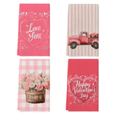 4Pcs, Valentine's Day Retro Pink Truck with Flowers Kitchen Towels, 40Cm*60Cm Towel Set, Super Absorbent Soft Cleaning Cloth, Cooking Baking Tea Towel, Hand Towel, Cleaning Cloth, Dishcloth, Kitchen Decoration, Living Room De