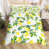 Lemon Duvet Cover Girls Boys Kids Botanical Lemon Pattern Comforter Cover Tropical Fruit Room Decorative Bedding Set with Zipper