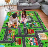 Playful City Traffic Route Carpet Interactive Rug Living Room Bedroom Rug Kid Playmat Parent-child Activity Rug Christmas Gifts
