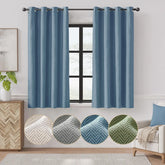 JINCHAN Room Darkening Curtains Bedroom Herringbone Curtains 63 Inch Length For Living Room Grommet Tops 2 Panels Window Drape
