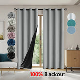 2pcs Modern 100% Blackout Curtain with Coated Lining, Solid Window Curains for Bedroom, Living Room, Dining Room, Home Decor