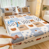 1pc Waterproof Fitted Bed Sheets Cartoon Style Single Bed Cover for Kids Queen/King sabanas cama matrimonial(without pillowcase)
