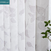 Natural Printed Sheer Curtains Linen Textured for Living Room Maple Leaf Design Farmhouse Style Window Panel Drapes Grommet Top