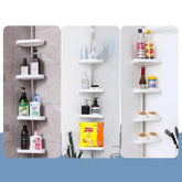Bathroom Corner Shower Tension Pole Rust Proof Telescopic Rod 4 Tier Storage Rack Shower Organizer Stainless Steel Decor Shelf