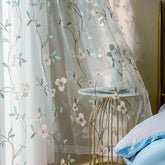 Pastoral Embroidered Tulle Window Curtains for Living Room, Floral Voile, Sheer Curtain for Bedroom, Kitchen Blinds Drapes, Cust