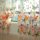 1PC Rod Pocket Window Curtain Large Butterfly Print Screens New Beautiful Home Decor