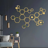 24pcs Hollow 3D Hexagonal Mirror Wall Sticker DIY Honeycomb Decoration Self Adhesive Paper Waterproof Home Living Room Bedroom