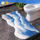 VIKAMA Imitation Cashmere Carpet Beach Wave Creative Non-slip Bathroom Carpet Bedroom Bedside Carpet Living Room Door Mat Home D