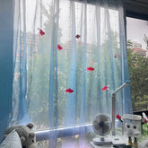 Blue Tulle Curtains DIY Red Fish Hanging Pendant Curtains Decoration Livingroom Partition Curtains Window Curtains for Bedroom