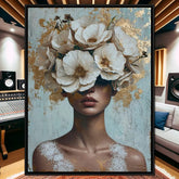 Colorful Gold Foil Fashion Mystical Floral Woman Canvas Painting Modern Wall Art Character Posters Prints Living Room Home Decor