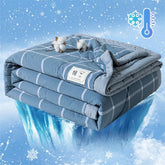 Ins Style Summer Quilt with 100% Cotton Filling Lightweight Skin-friendly Pure Cotton Quilt Plaid Style Thin Comforter Bed Duvet