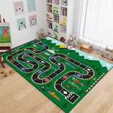 Kids Car Rug, Race Track Playmat Rugs for Cars, Road Traffic Carpet for Playroom Fun City Life Map Toy Play Mat for Bedroom Boys