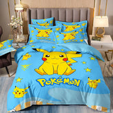 Pikachu Design Quiltt Cover for Kids, Reversible Bedding Set with Matching Pillowcase 75*50, Children's Bedroom Bed Decoration