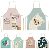 Alpaca Llama Cactus Printed Cotton Linen Sleeveless Aprons Kitchen Women Pinafore Home Cooking Baking Waist Bib Fartuchy Tablier