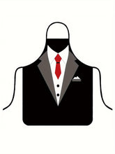 1pc Men's Workwear Suit Tie Print Apron - Stylish and Functional Criss Cross Apron for Kitchen and Home