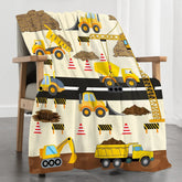 Yellow Construction Truck Blanket Cartoon Tractor Cars Flannel Throw Blankets for All Season Kids Boys Excavator Sofa Blanket