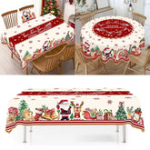 Rustic Christmas Tablecloth Santa Snowman Table Cover Christmas Party Table Decorations for Home Kitchen 2025 Xmas Gifts Navidad