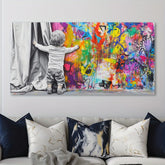 "Child Art Polyester Tapestry Multi-Size Wall Decor for Kids Room Colorful Graffiti Gift Modern Home Design"