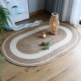 HeMu-Woven Rattan Round Carpets for Living Room, Bedroom Straw Rugs, Natural Plants Floor Mats, Bedside Garden Table Grass Mat