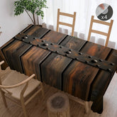 1pc Wood Grain Theme Polyester Tablecloth with Scalloped Edge, Suitable for Home Kitchen Decor, Room Decoration