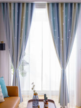 Blue and Pink Blackout Kids Curtains for Bedroom Star Curtains for Boys Antique Grommet Top Window Treatment