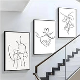 Black White Couple Line Simple Painting Calligraphy Modern Wall Prints for Living Room Bedroom Office Stylish Home Decor Gift