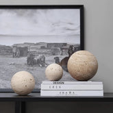 Wabi-Sabi Travertine Marble Sphere, Hand-Polished Natural Stone Ball Decor for Living Room, Entryway, office, Hotel Organic