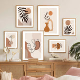 Boho Abstract Geometric Sun Rising Leaf Plant Wall Art Canvas Painting Nordic Posters Print Wall Pictures Living Room Home Decor