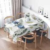 Green Leaves Tablecloth Floral Design Kitchen Decoration Set for 4 People Decorative Home Textiles Easy Washable Dining Linen Cl