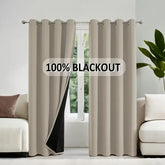 1PC Beige/Grey 100% Blackout Curtains with Grommets Total Privacy Drapes High Shade Shading Curtain For Living room Bedroom
