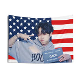 SKZ Bang Chan Tapestries Kpop Singer American Flags Tapestry Aesthetic Room Wall Art Decor Bedroom Background Cloth Fans Gift