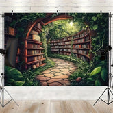 Bookshelf Theme Tapestry Forest Library Pattern Design Is Suitable For Classrooms, Libraries, School Activities, Party Decoratio