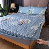 Waterproof Bed Cover Solid Color Fitted Bed Sheet With Elastic Band Anti-slip Adjustable Mattres Protector Fitted Sheet For Home