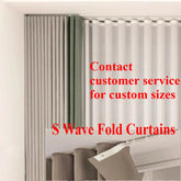 Custom Size S Wave Fold Curtains for Living Dining Room Modern Thick Chenille Blackout Bedroom White Tulle Window Decor Fashion