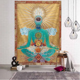Meditation art tapestry, Buddha statue, chakra, wall hanging, mandala, home, living room, bedroom decoration wall hanging