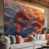 Majestic Dragon in the Clouds Tapestry - Perfect for Adding Fantasy and Dramatic Style to Any Room Decor, Ideal for Home Use