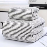 Coral Fleece Quick-Drying Bamboo Striped Towel Set Soft And Absorbent Bathroom Experience Bath Towel Set or Hand Towel