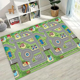 Playful City Traffic Route Carpet Interactive Rug Living Room Bedroom Rug Kid Playmat Parent-child Activity Rug Home Anti-slip