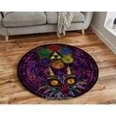 Zelda Symbol Round Rug Retro Style Game Room Carpet for Living Room Gaming Decor Zelda Majora’s Mask Rug Gift for Gamer