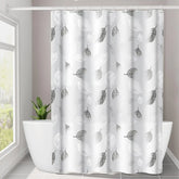 1pc Leaf Pattern Plastic Shower Curtain, Lightweight Bath Curtain Liner with Plastic Hooks, Transparent Curtain, Bathroom Decor