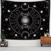 1pc Celestial Sun Moon Zodiac Tapestry Astrology Themed Wall Hanging Decor with Starry Sky Design for Mystic Room