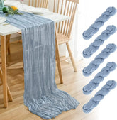 1PC Gauze Voile Table Runner Boho Pink Blue Cheesecloth Dinning Table Decoration For Wedding Party Banquet Bride Shower
