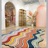 VIKAMA Creative Rainbow Wave Rug Bedside Blanket Absorbent Bathroom Floor Mat Living Room Sofa Coffee Table Rug Easy to clean