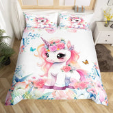 Unicorn Rainbow Duvet Cover for Kids Boys Girls Cute Rainbow Comforter Cover Set Queen Size Lively Kids Rainbows Duvet Cover