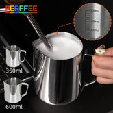 Milk Frother Jugs with Scale 350ml 600ml Stainless Steel Espresso Coffee Milk Pitcher Barista Steaming Cup Latte Art Needle