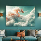 Majestic Dragon in the Clouds Tapestry - Perfect for Adding Fantasy and Ethereal Style to Any Room Decor, Ideal for Home Use