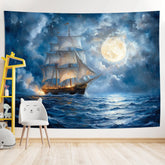 Nautical Sailboat Tapestry - Versatile Polyester Wall Hanging for Living Room, Bedroom, Office & Party Decor - Ideal Creative Gi