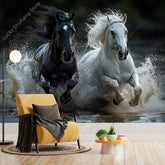 Majestic Black and White Horse Tapestry Elegant Equine Wall Art for Living Room Bedroom Decor Modern Boho Style Home Design