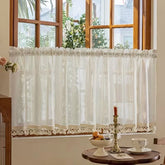1Panel Pastoral Retro Linen-Like Summer Semi-Transparent Curtain, Rod Pocket Hanging, Suitable for Cafes, Balconies, Kitchens, Cottages, Living Rooms, Bedrooms, Window Decoration, Etc